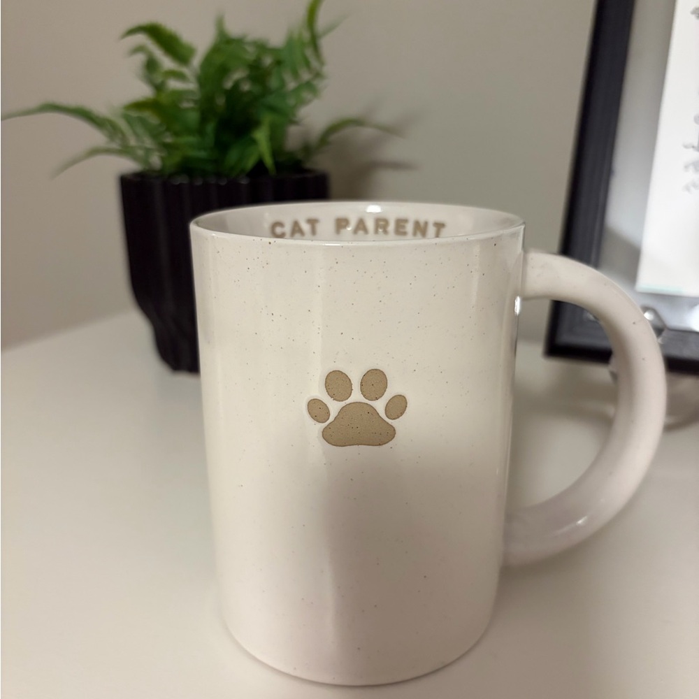Cat Parent Mug with Paw Print - Ivory